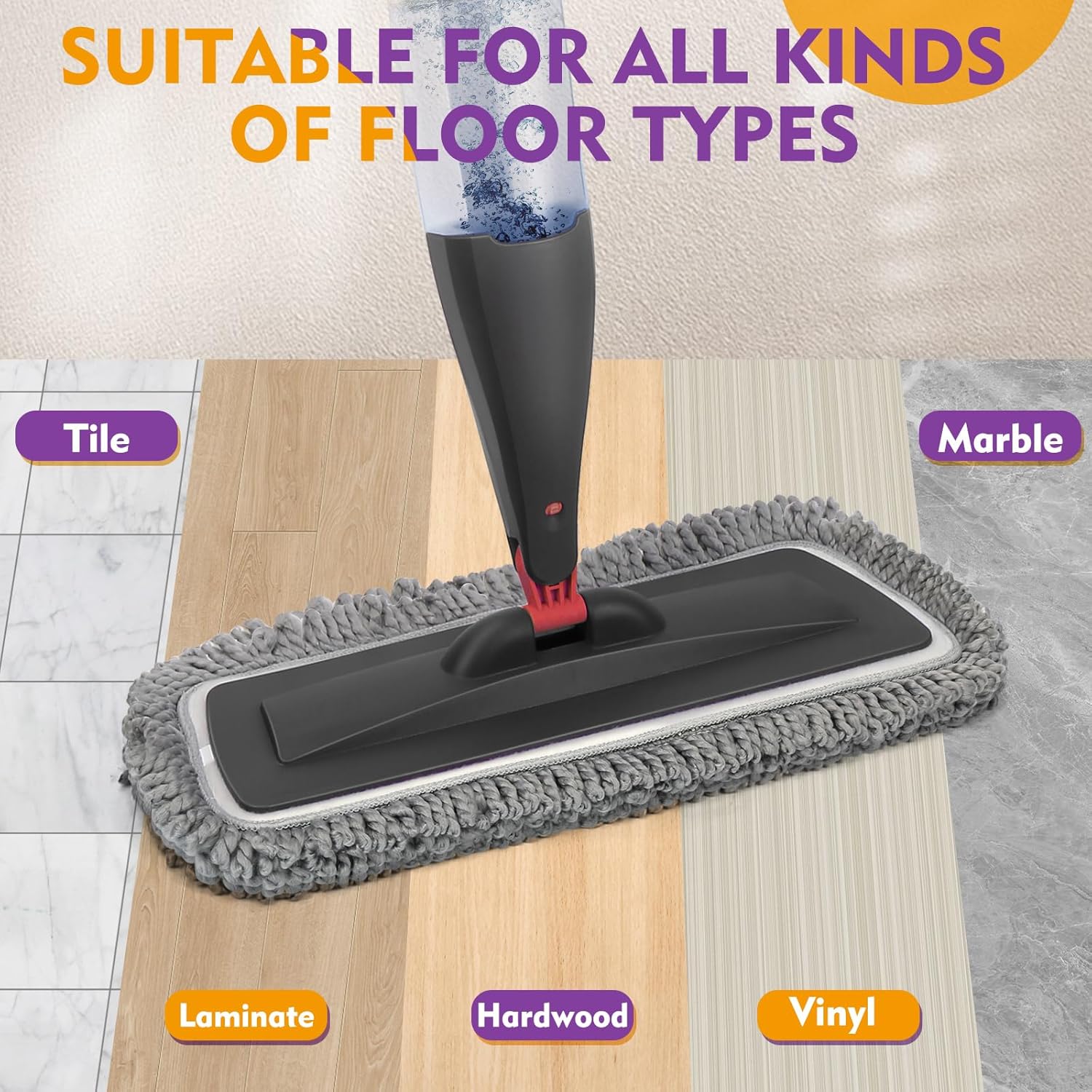 Thumbnail 5 de Spray Mop for Floor Cleaning with Washable Pads and 800 ml Refillable Bottle
