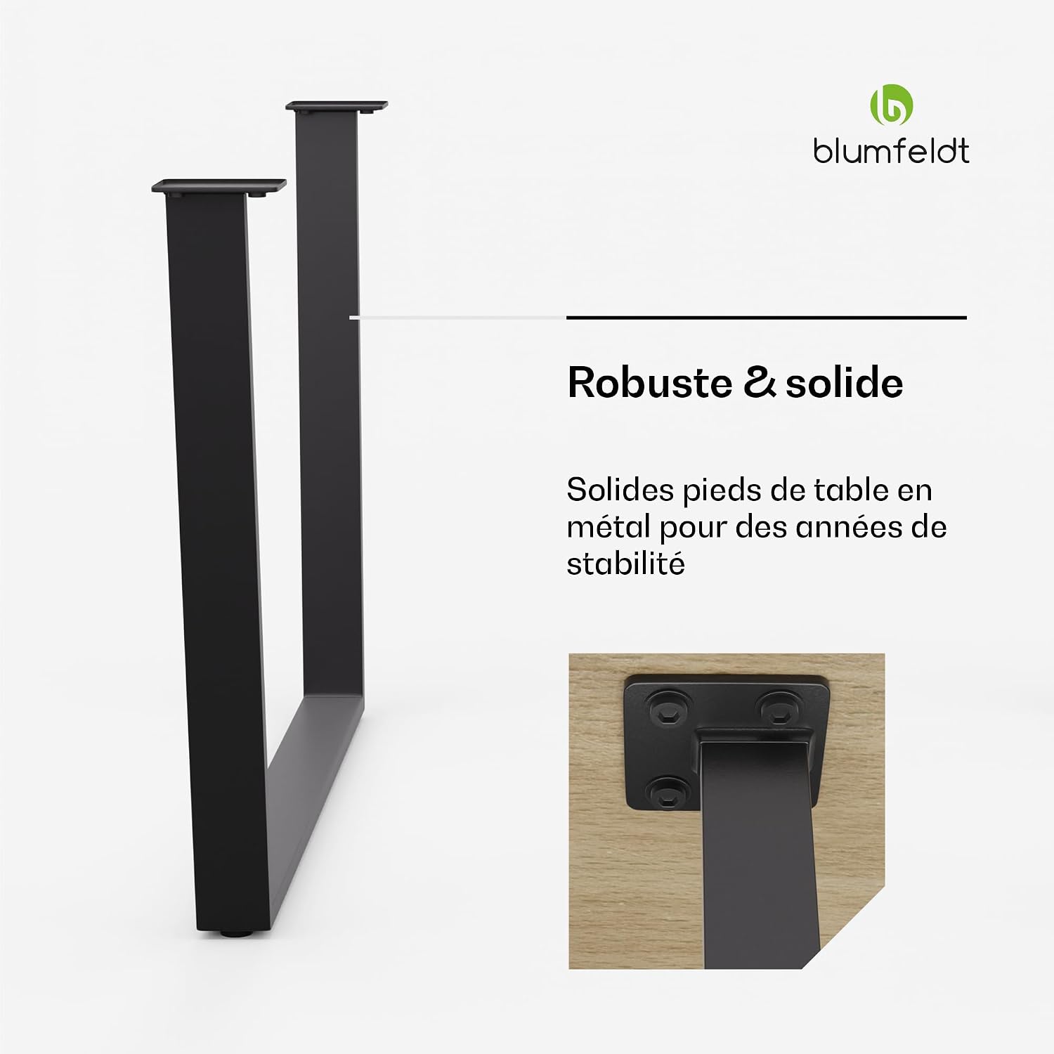 Detalle de blumfeldt Ayr – stalowe nogi do stołu, 43 cm, czarne, styl industrialny