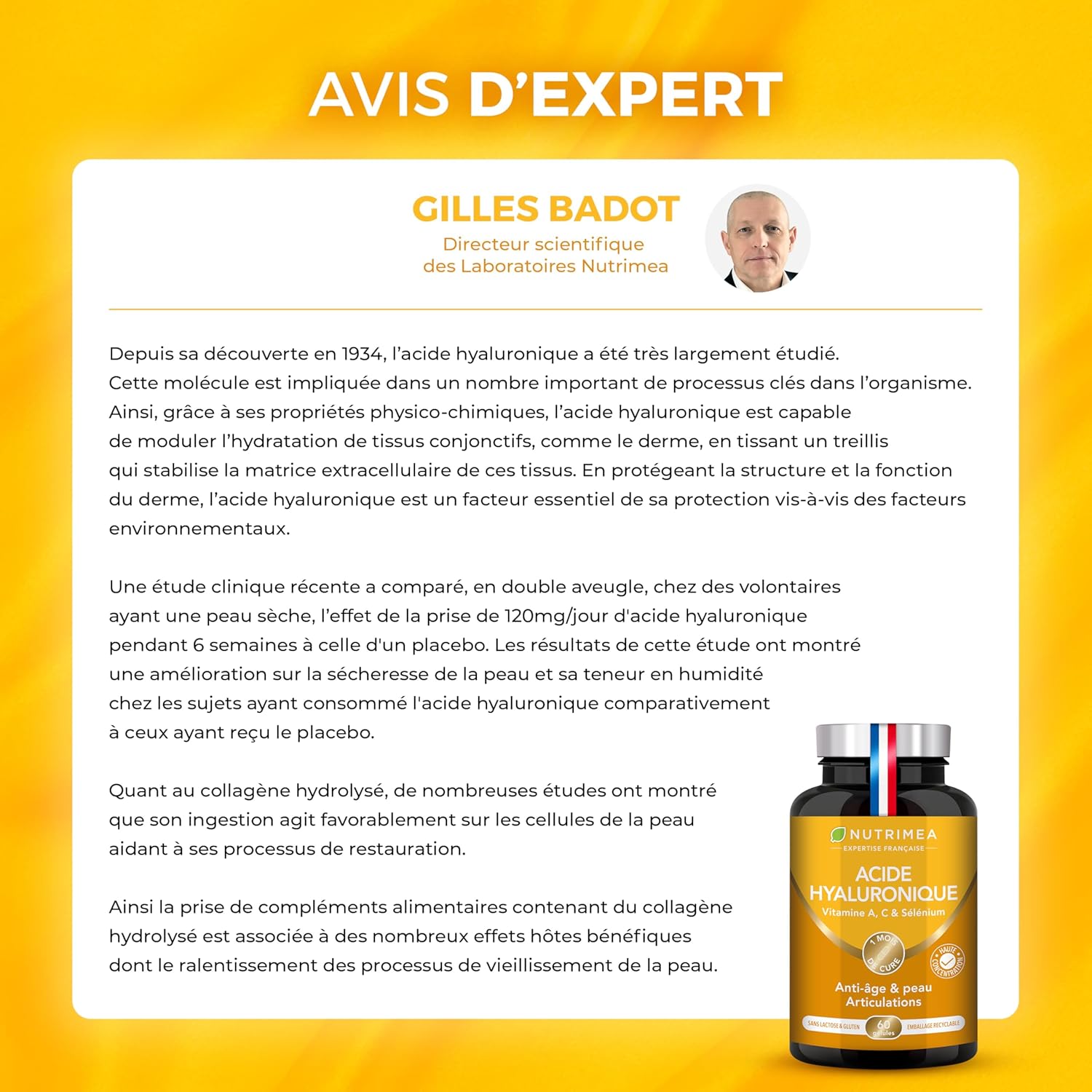 Thumbnail 5 de Complément Acide Hyaluronique avec Collagène Marin Nutrimea (60 gélules vegan) — anti-âge et articulations