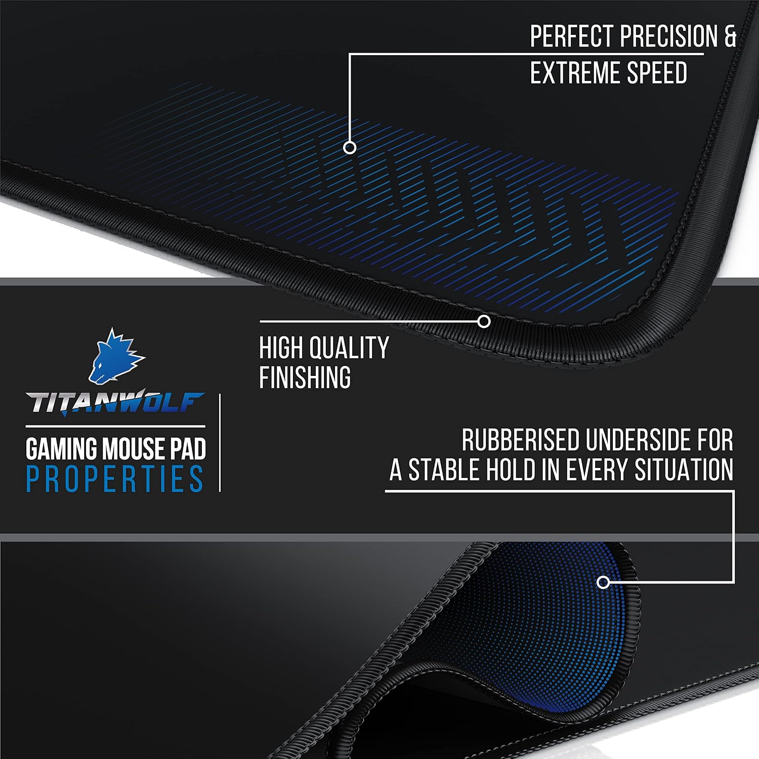 Detalle de TITANWOLF Extra Large Gaming Mouse Mat 1200x400mm