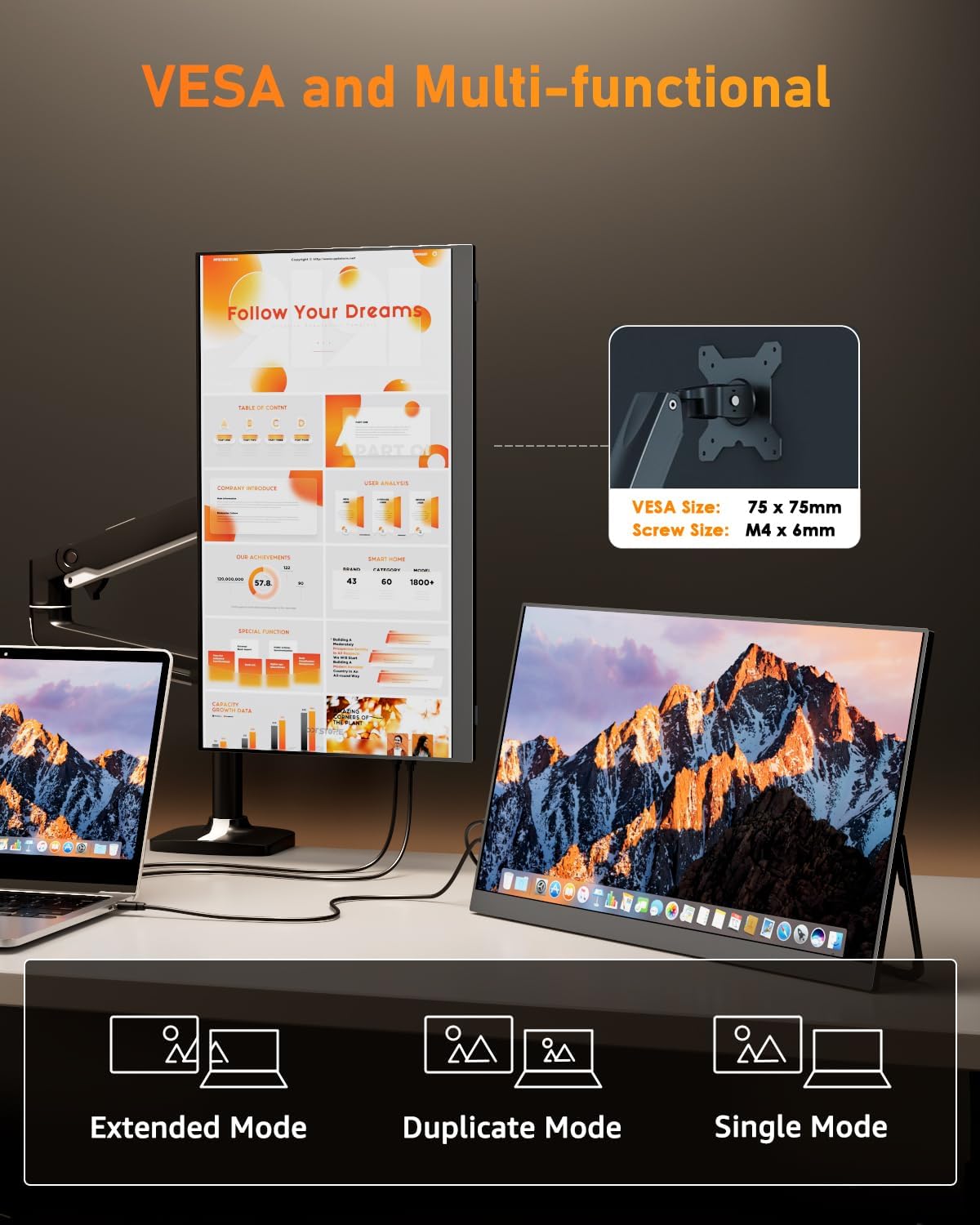 Detalle 2 de Yodoit tragbarer Monitor 18,5 Zoll – 100 Hz, FHD IPS, USB-C, HDR, Lautsprecher, kompatibel mit PC, MacBook und Xbox