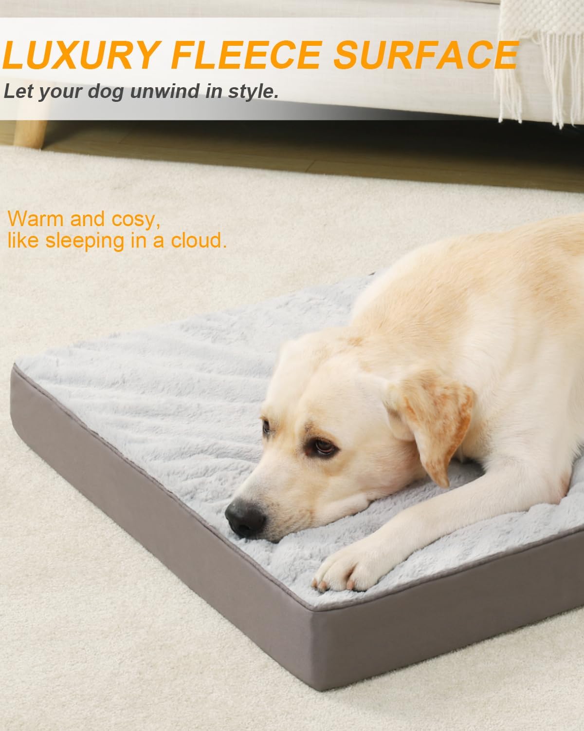 Thumbnail 2 de KSIIA Medium Orthopedic Dog Bed (90x57cm) – Waterproof, Washable Crate Mattress with Removable Cover