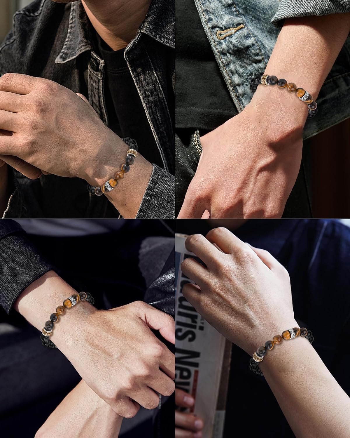 Thumbnail 2 de Seyaa Gifts Men Actually Want: Tiger Eye Beaded Bracelet with Elastic Cord