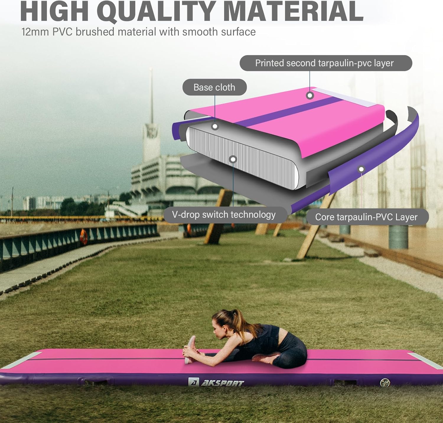 Thumbnail 2 de AKSPORT Gymnastics Air Mat Tumble Track: Inflatable Floor Mat for Home, Gym, and Training