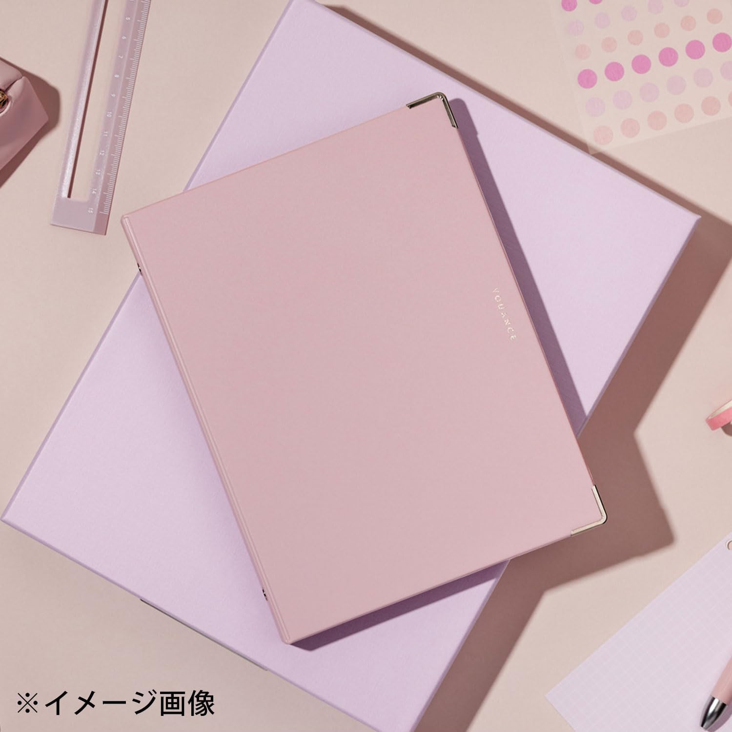 Detalle de マルマン ユアンス B5バインダー F119-38 26穴・ライトピンク・PVC表紙