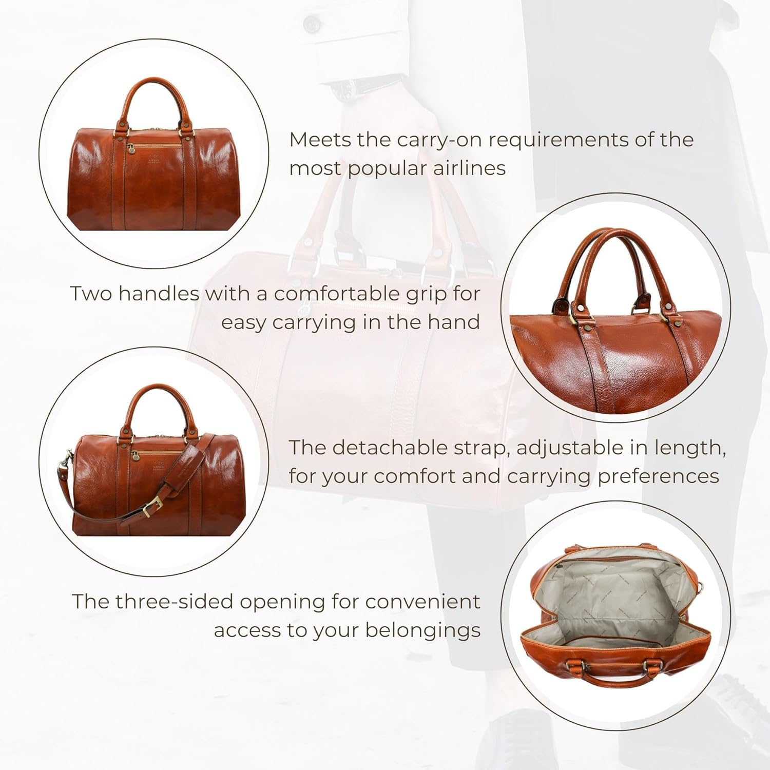 Thumbnail 5 de Full Grain Leather Duffle Bag Overnight Weekender by Time Resistance