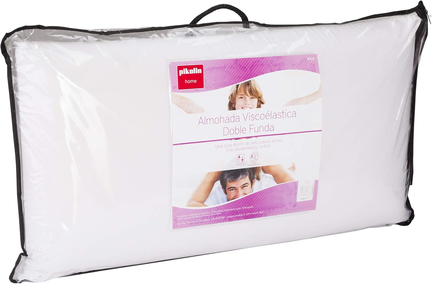 Thumbnail 5 de Pikolin Home Almohada Viscoelástica 90 cm 💤 Doble Funda, Hipoalergénica