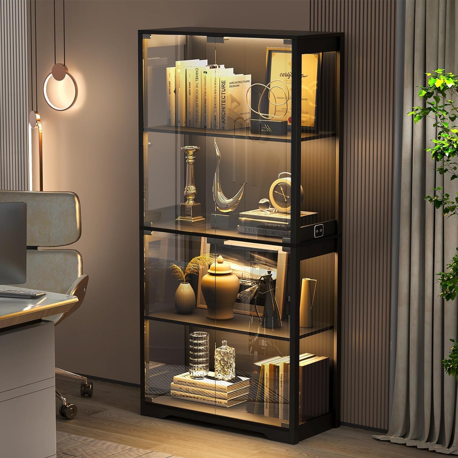 Thumbnail 4 de BROTTAR Vitrine LED Schwarz 80x165x36 cm