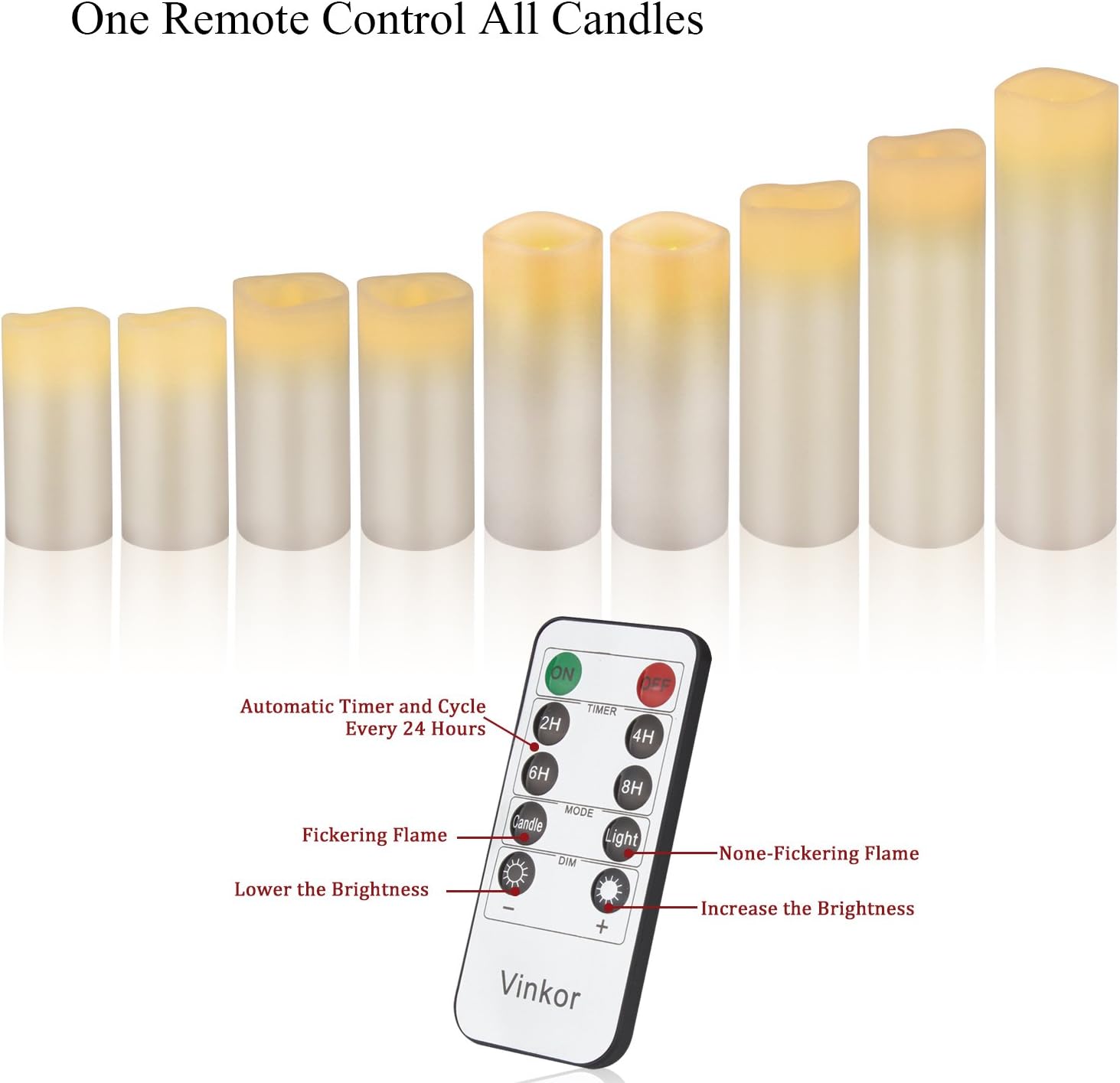 Thumbnail 5 de Vinkor Flameless Candles 24-Hour Timer 🕯