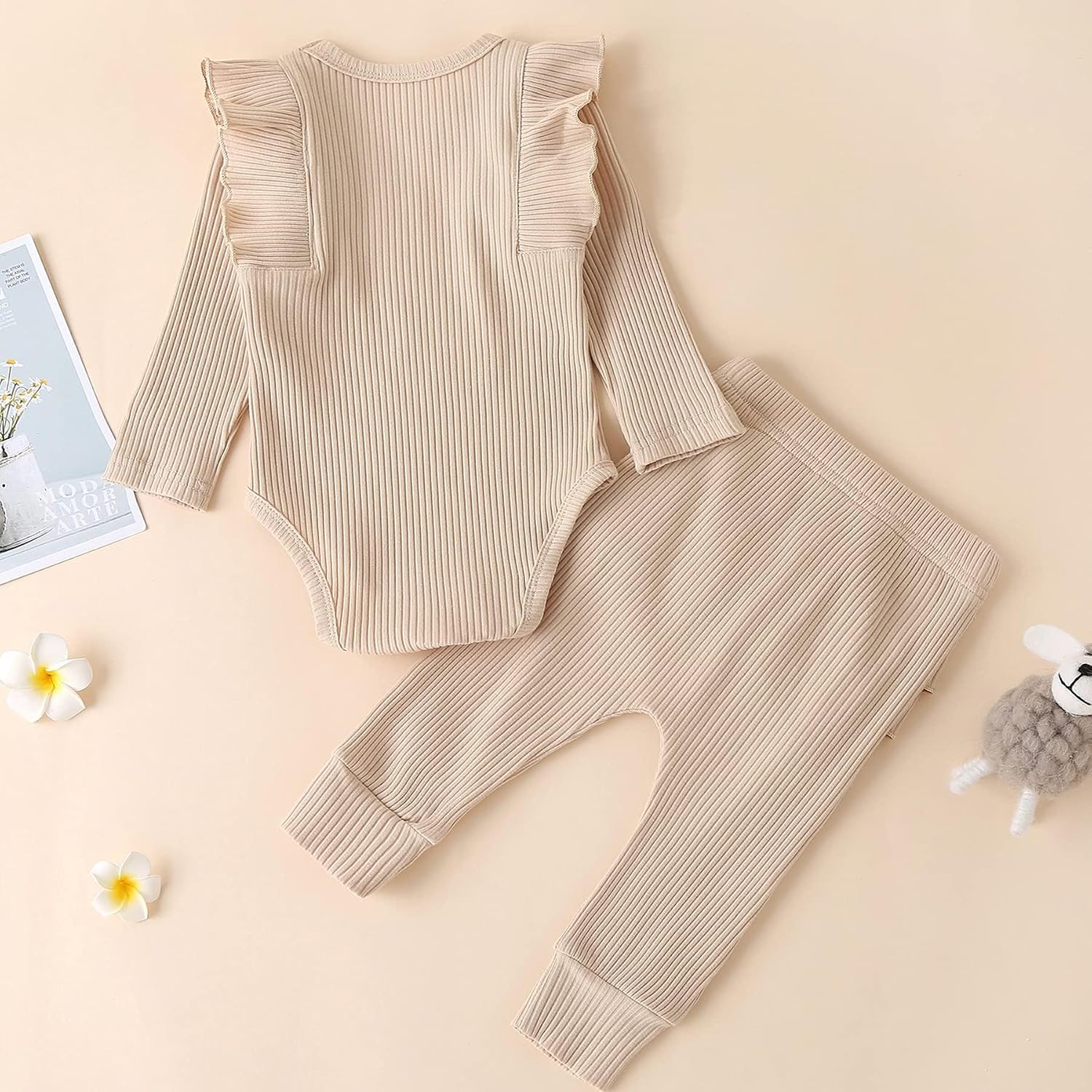 Detalle de Fullfamous 3pc Baby Girl Romper Set 0-18M 👶