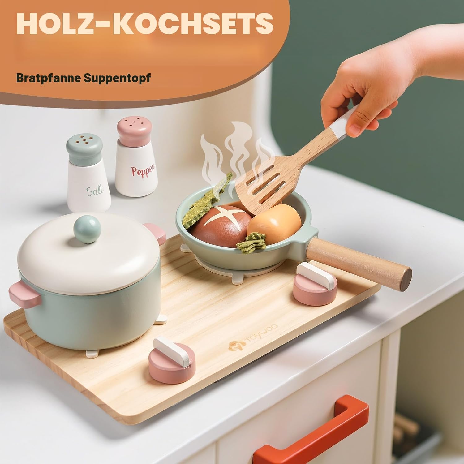 Thumbnail 3 de Holzspielzeug-Küchenzubehör: Topf- und Pfannenspielset für Kinder (3–5 Jahre)