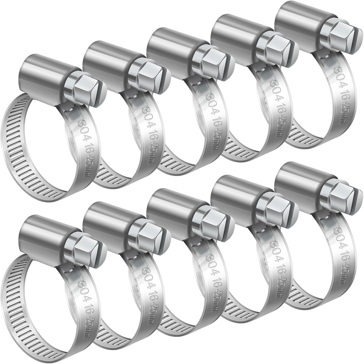 Detalle de Bolatus 16-25mm Hose Clips (10 Pcs) – 304 Stainless Steel Adjustable Hose Clamps