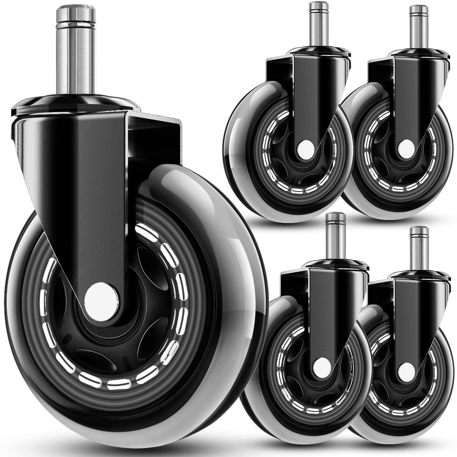 Detalle de RidRed OCW-001-Transparent Office Chair Casters, Polyurethane, 650-lb Capacity
