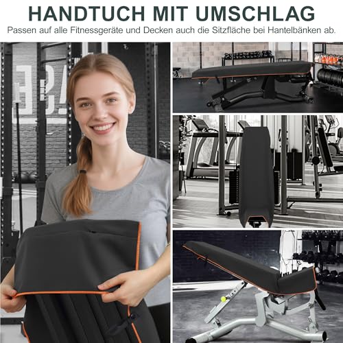 Detalle de Jokisa Fitness Handtuch 2er Set – 120 x 50 cm, Mikrofaser, mit Kapuze und versteckter Reißverschlusstasche