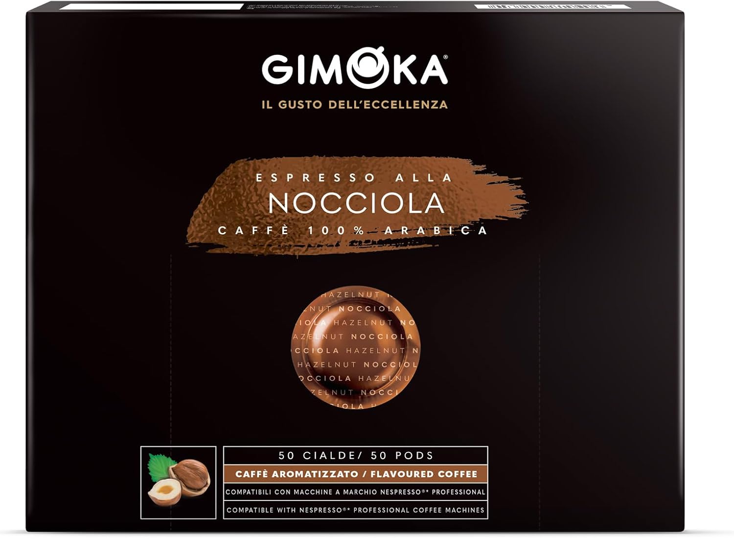 Detalle de Gimoka Espresso alla Nocciola 100% Arabica – 50 Capsule per Nespresso Professional (Zenius e Gemini) – Intensità 8