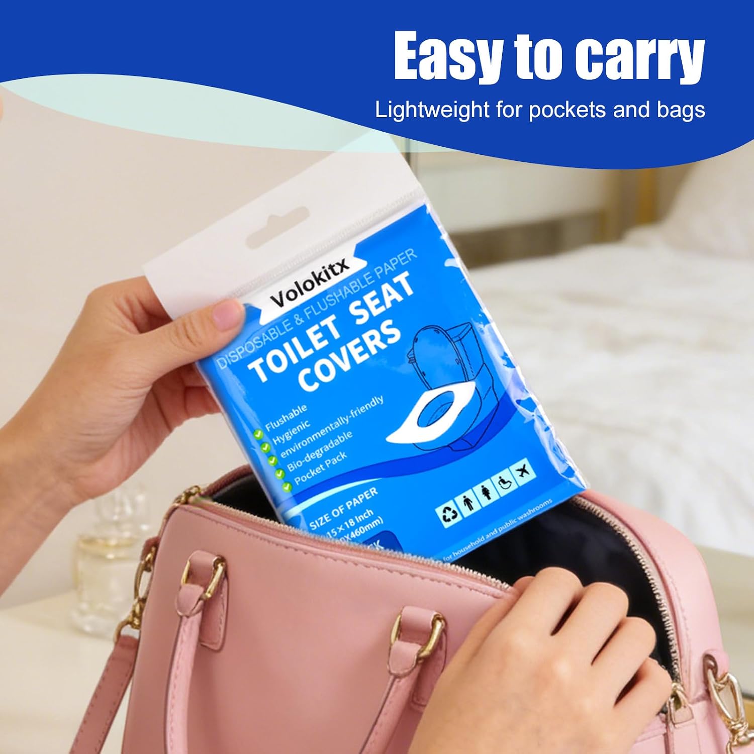 Detalle de Volokitx DSC-D Disposable Toilet Seat Covers, 120 XL Flushable Paper Covers