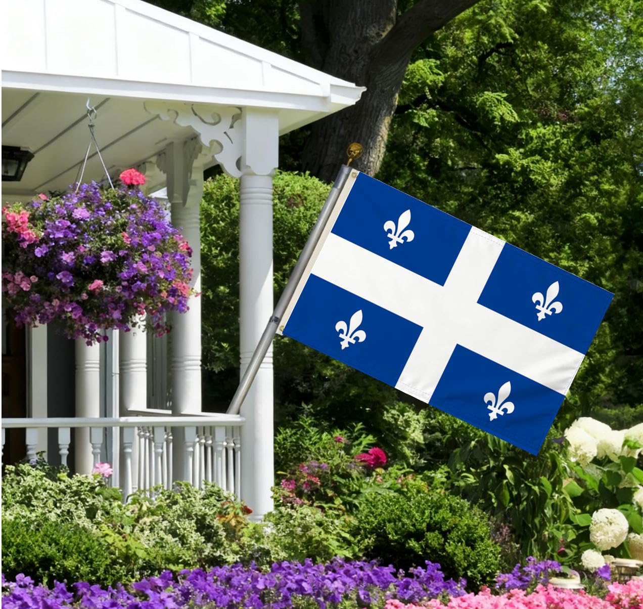 Detalle 2 de CVALTIVF 4 x 6 ft Quebec Flag 2-Pack, UV-Resistant Polyester with Brass Grommets
