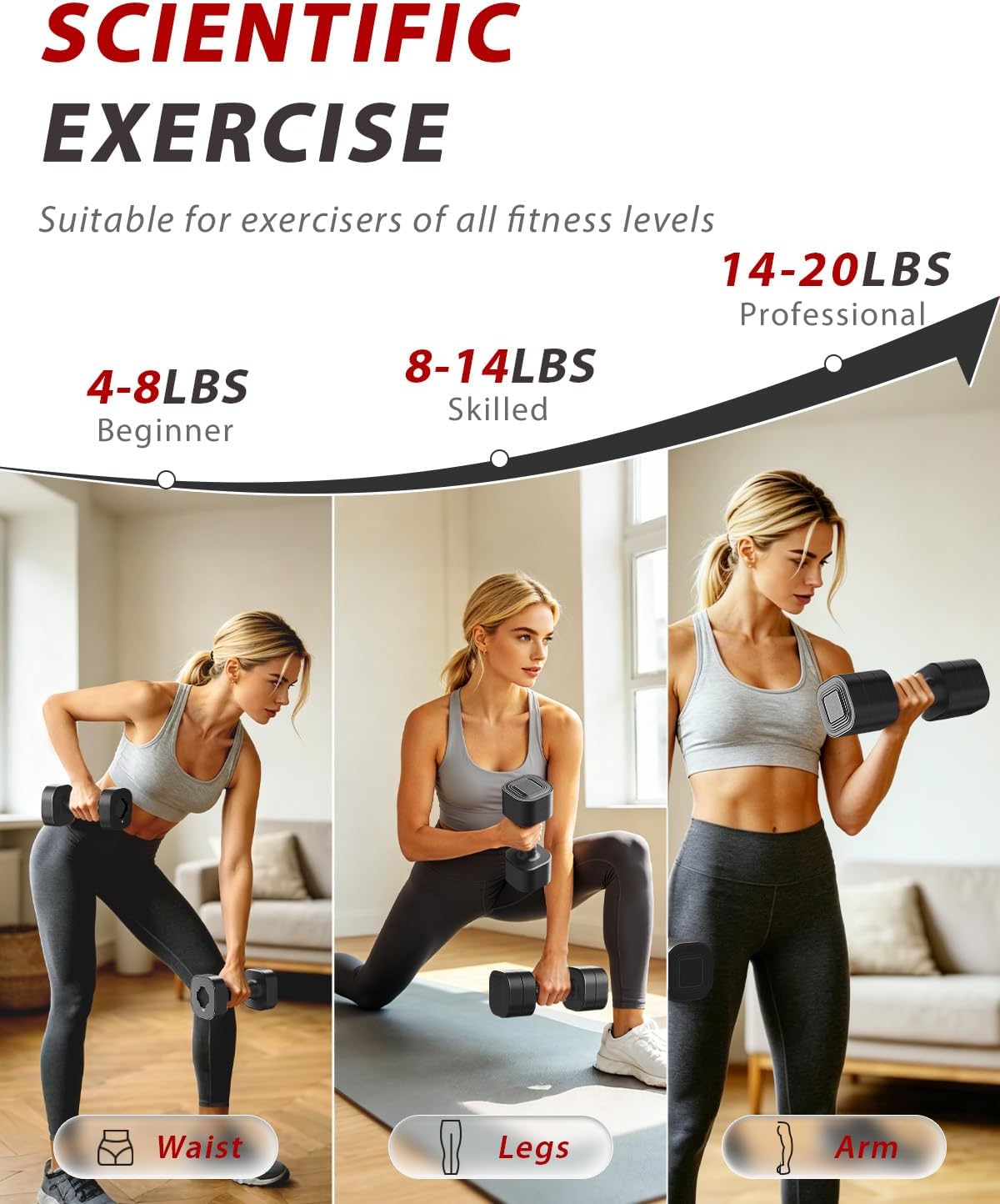 Detalle de Ragebby Adjustable Dumbbell Set, 4 lb
