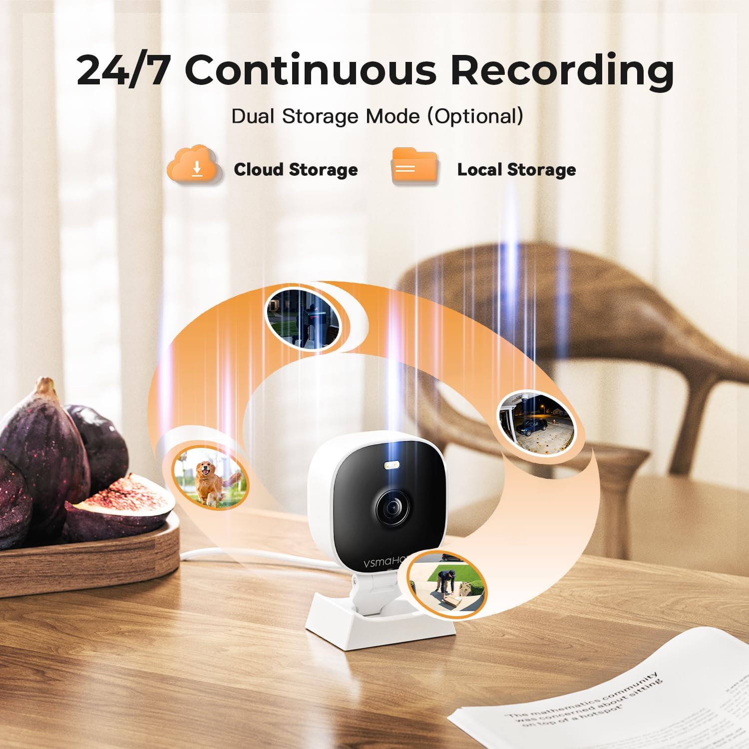 Thumbnail 6 de 2K Home Security Cameras (2-Pack) by VSMAHOME — Indoor/Outdoor Wired Plug & Play with Color Night Vision, 2-Way Audio, 24/7 Recording