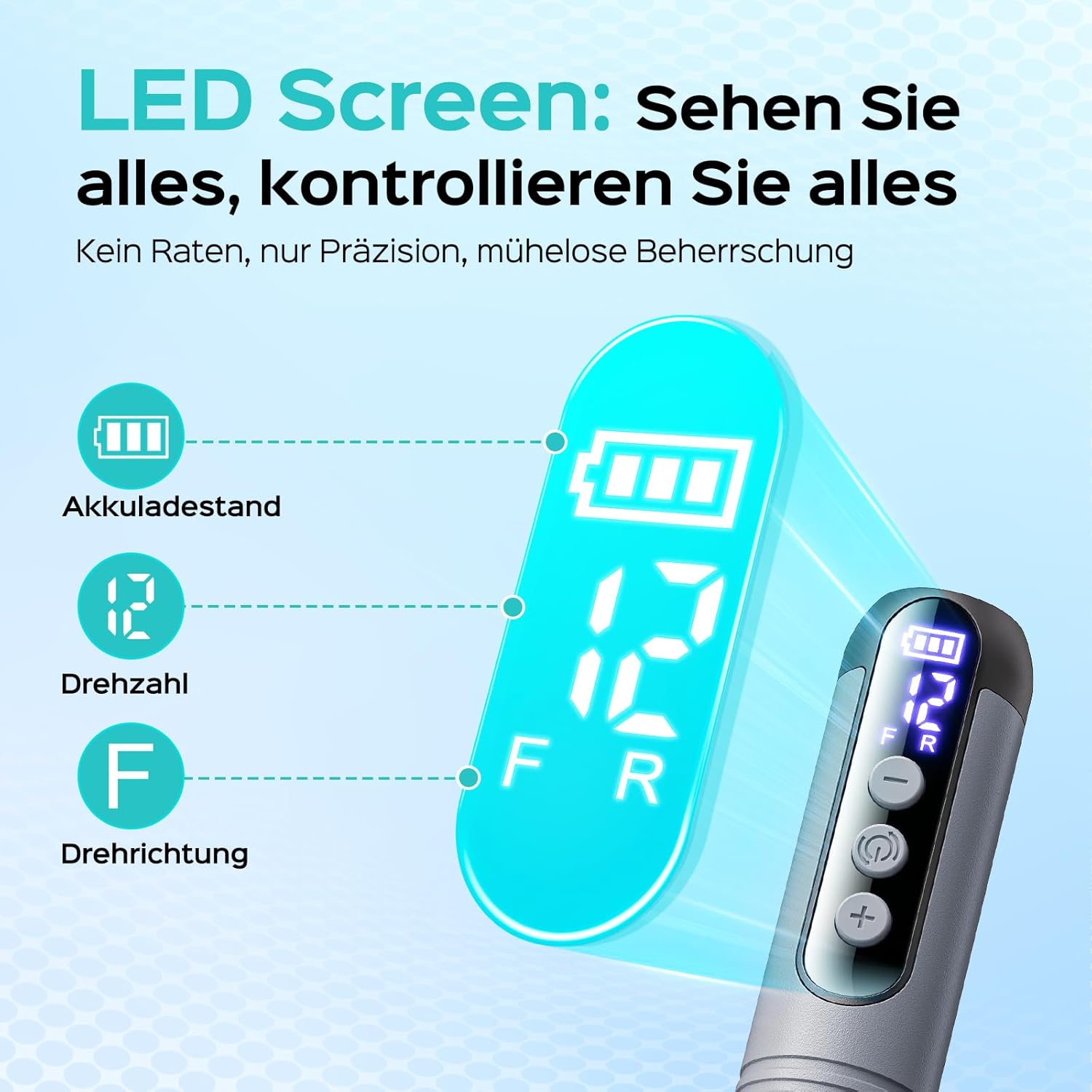 Thumbnail 6 de COSLUS C50 Nagelfräser Kabellose Elektrische Nagelfeile – 12 Stufen, LED-Display, USB-C, 77 g