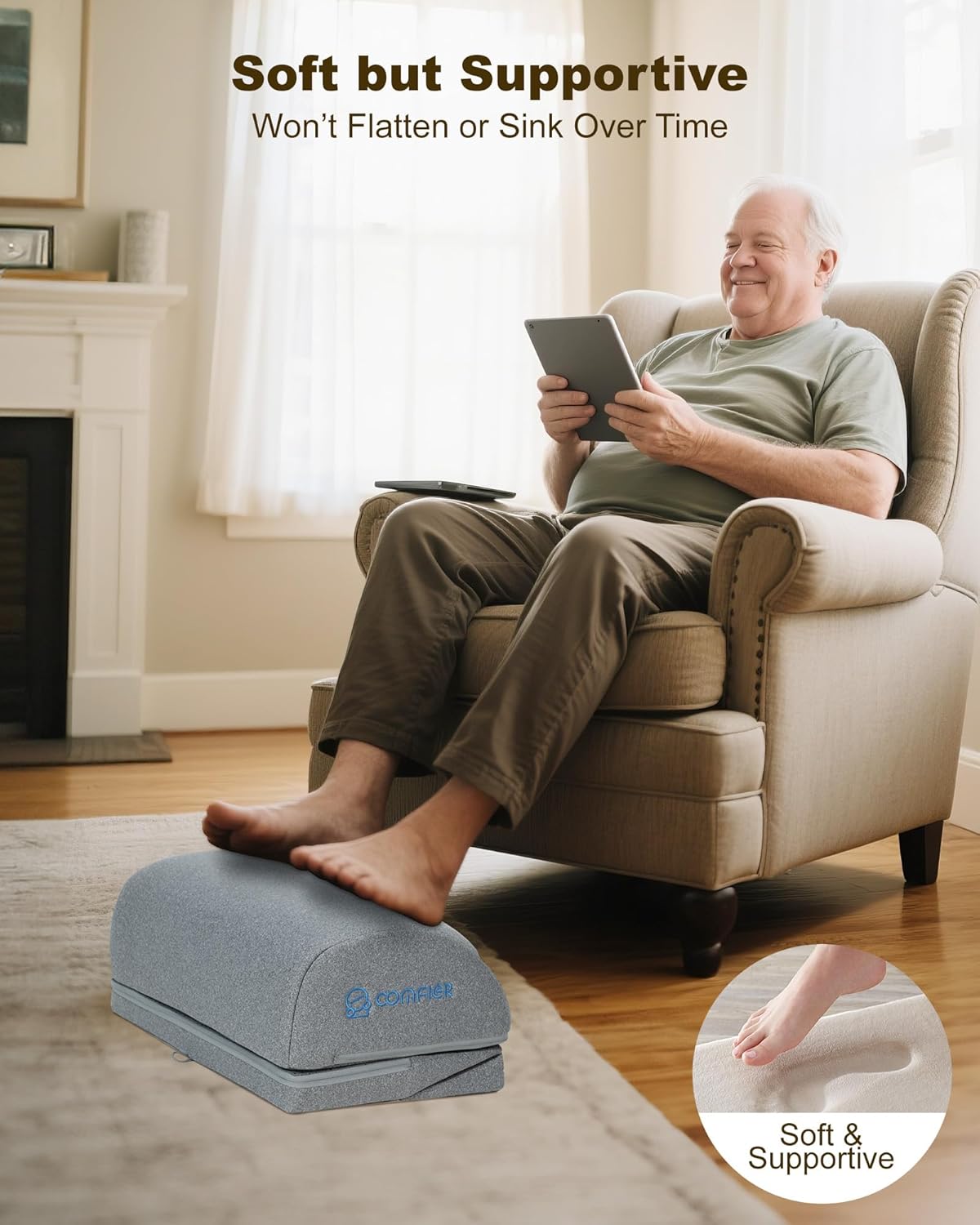 Thumbnail 5 de COMFIER Foot Warmer with Vibration: 3-Height Under-Desk Foot Rest with Heat and Massage