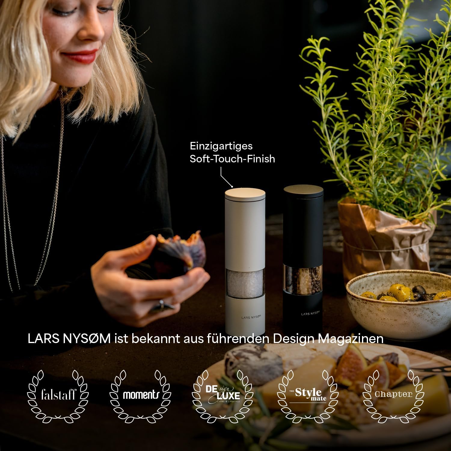 Thumbnail 4 de LARS NYSØM Salz- und Pfeffermühle Set „Lagom“ manuell (2 Stück) mit Keramikmahlwerk aus Edelstahl