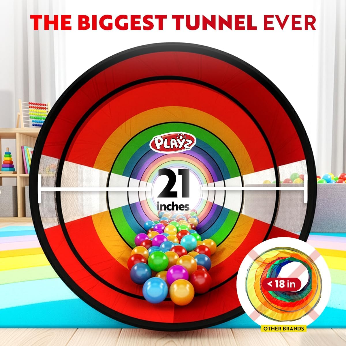 Detalle de Extra-Large Pop-Up Play Tunnel for Toddlers 1-3 Years