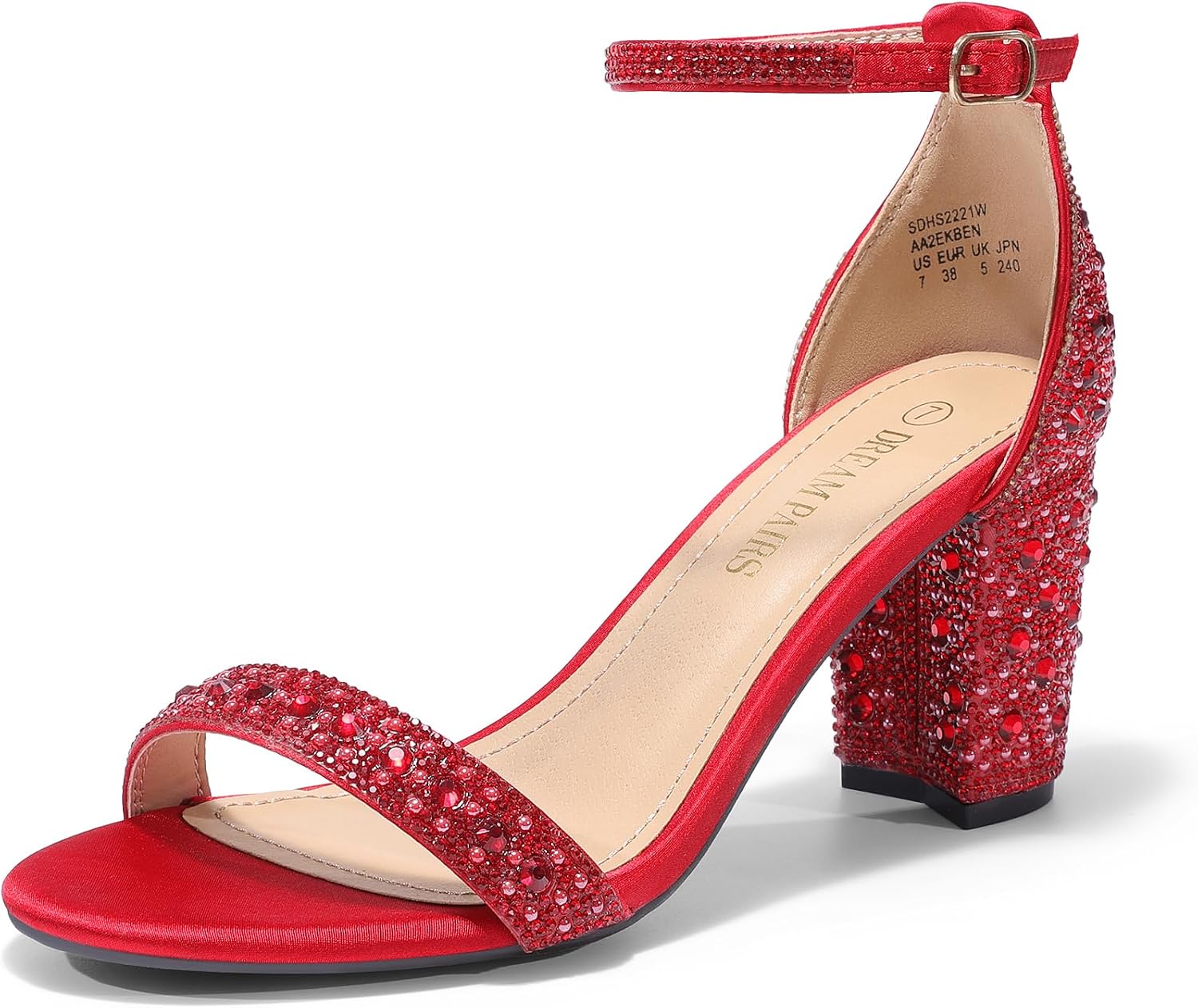 Detalle de DREAM PAIRS 59938 Women's Block Heel Sandals with Rhinestone Detail