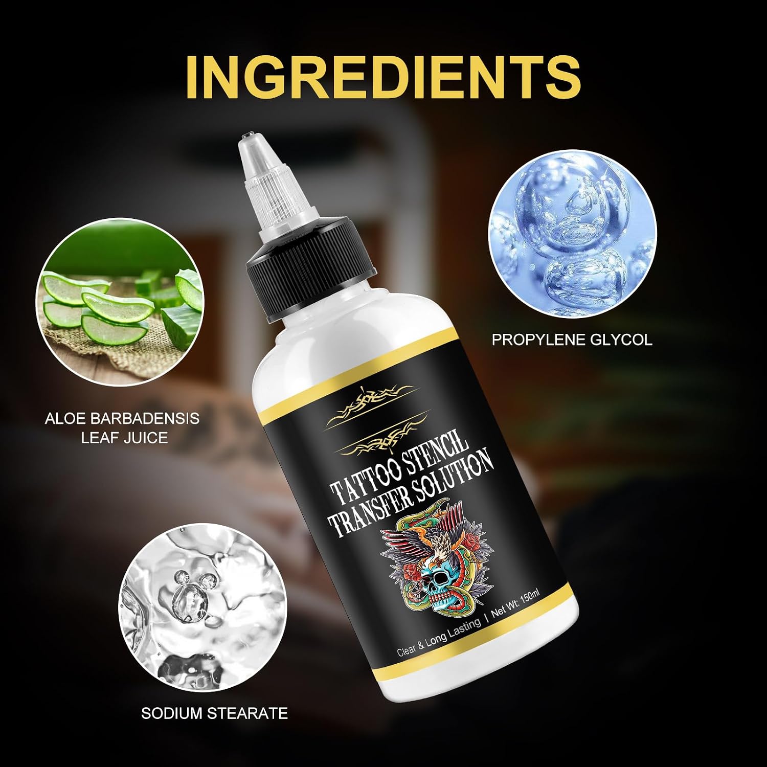 Thumbnail 6 de Tattoo Stencil Transfer Gel per tatuaggi, 150 ml – kit professionale con pellicola di guarigione e primer