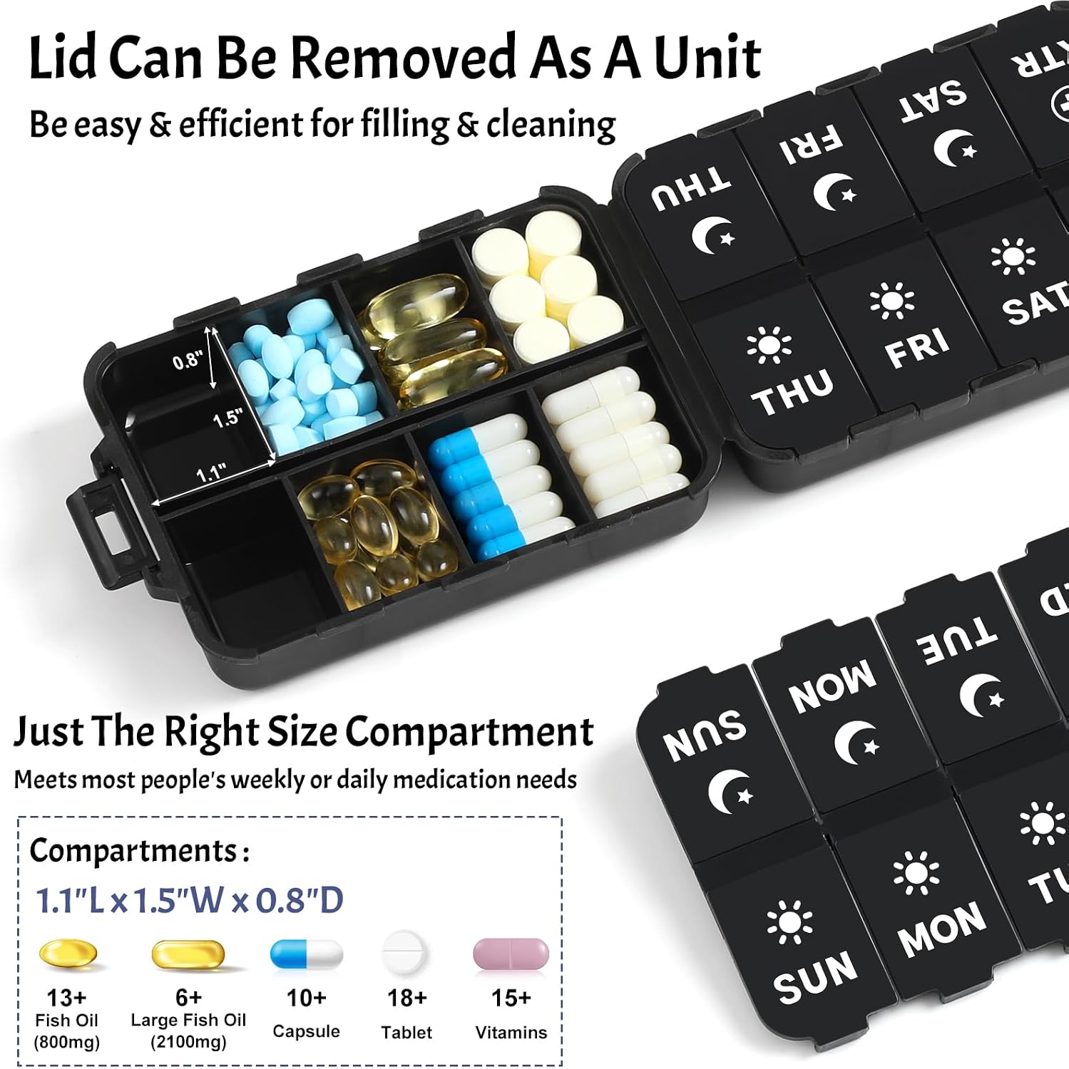 Detalle 2 de Foldable Weekly Pill Organizer 7-Day, 2x Daily ๐