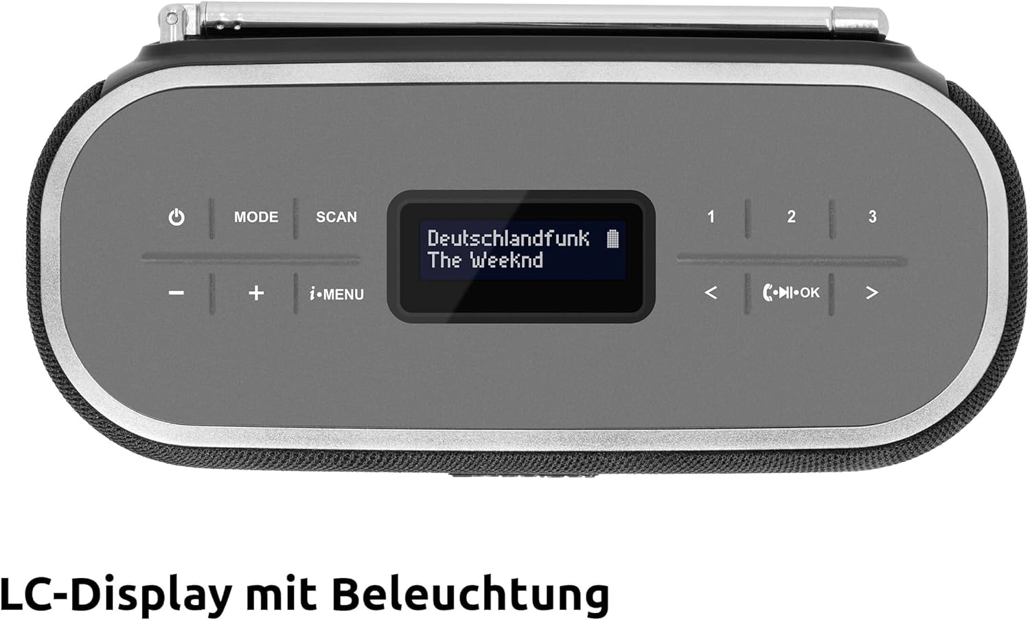 Thumbnail 5 de TechniSat VIOLA BT 1 tragbarer Bluetooth-Lautsprecher mit DAB+ Digitalradio, Wecktimer und AUX-in (6 W) schwarz/grau