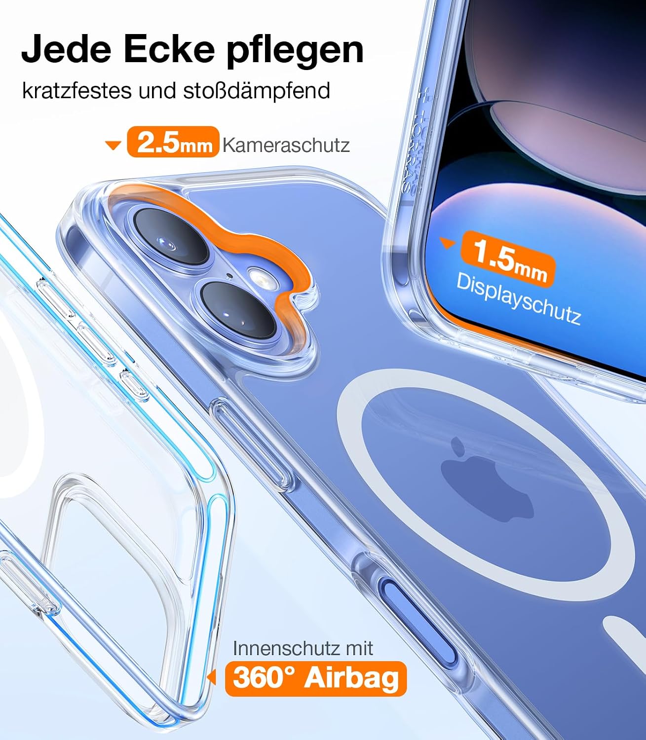 Thumbnail 5 de TORRAS Guardian-Mag Hülle für iPhone 16 mit MagSafe-Schutz & 38 integrierten Magneten (transparent)