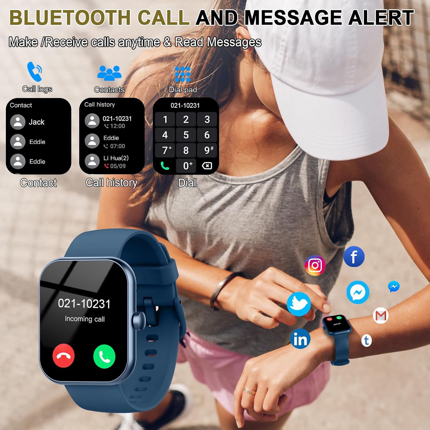 Detalle de Jugeman Smart Watch for Men & Women: 1.96-inch Calls, 113+ Sports Modes, IP68 Waterproof