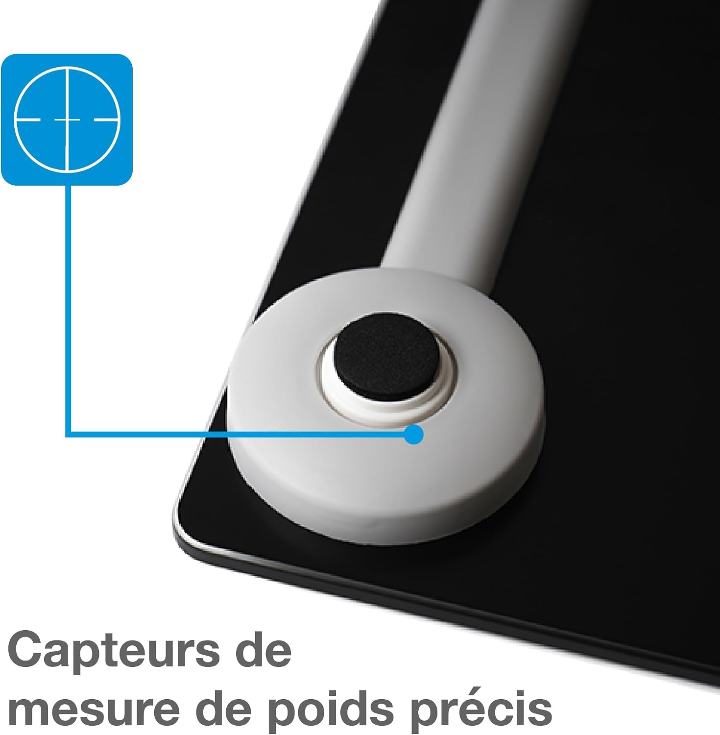 Detalle de Citizen HMS324 : pèse-personne numérique haute précision ultra-fin en verre trempé, Step-On (noir)