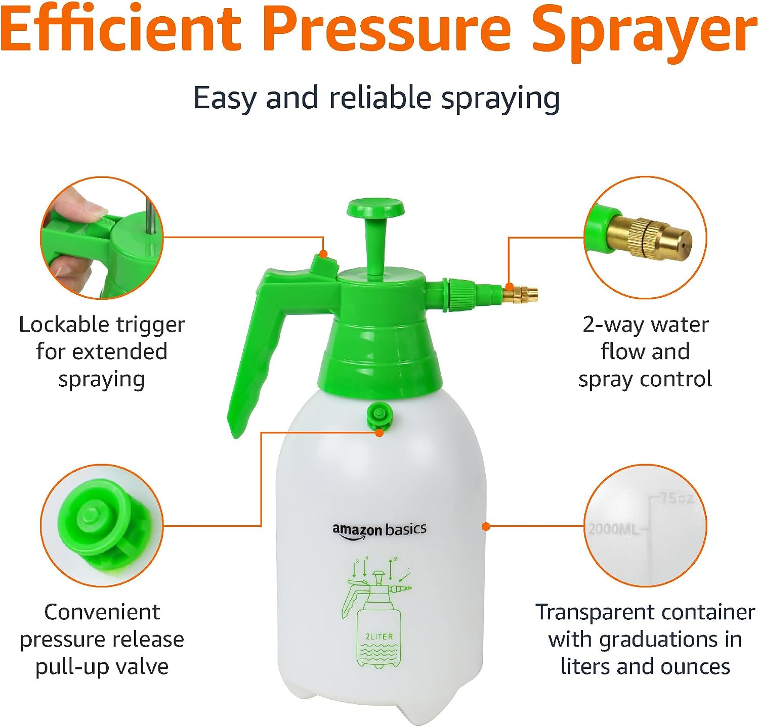 Detalle 2 de Amazon Basics Pressure Sprayer with Lockable Trigger Mechanism — 2 litres