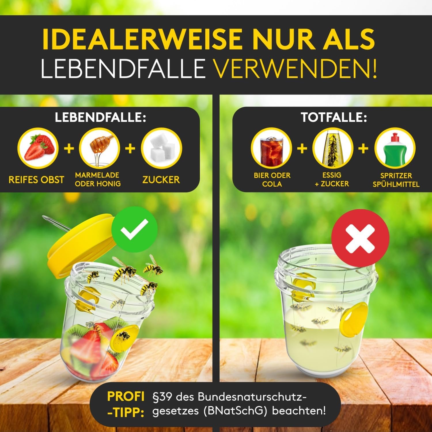 Detalle de SilverRack Wespenfalle 3er Set – Wespenfalle für draußen, Lebendfalle und ökologische Abwehr