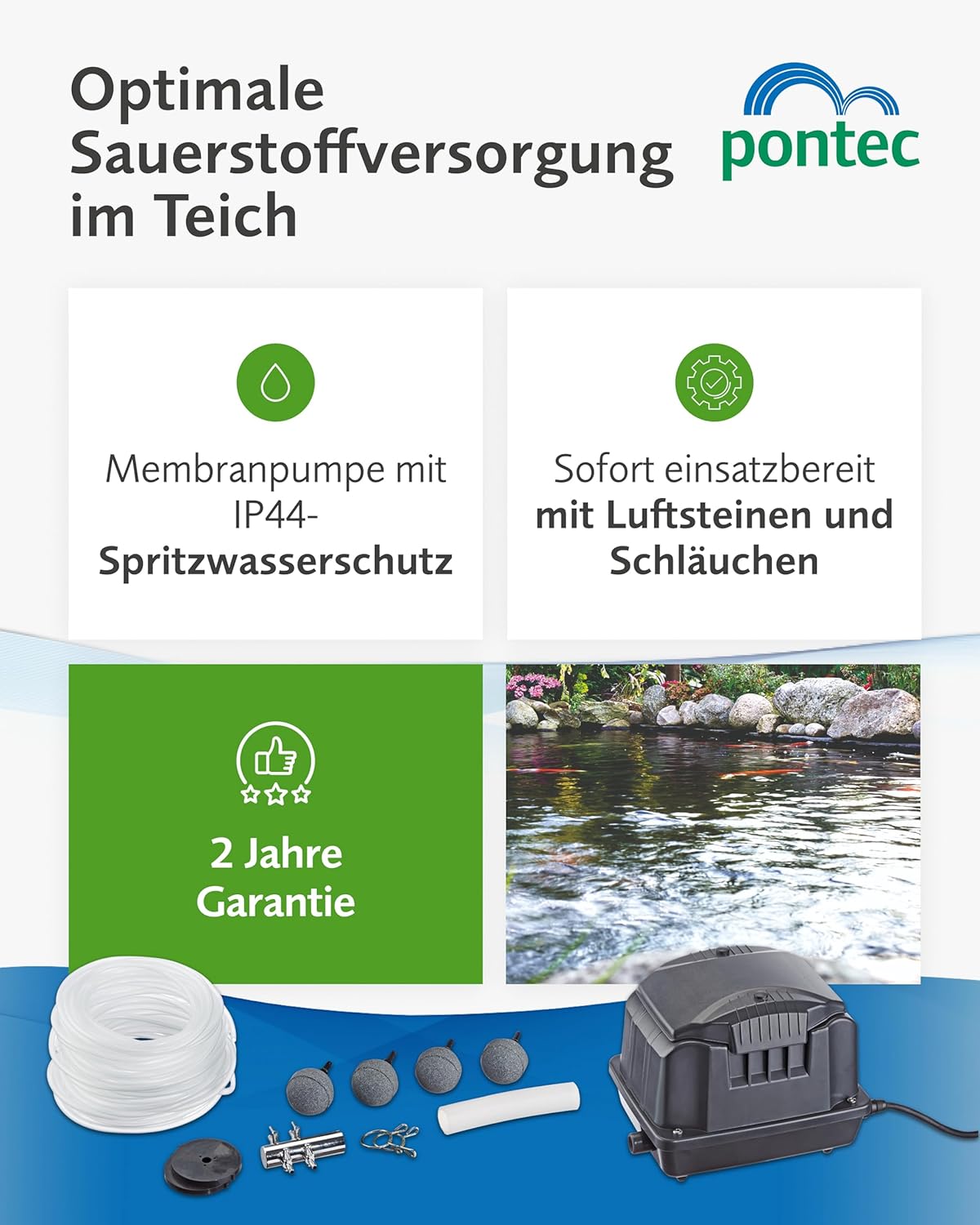 Thumbnail 1 de Pontec PondoAir Set 3600 Teichbelüfter – zuverlässige Belüftung für Außenanlagen