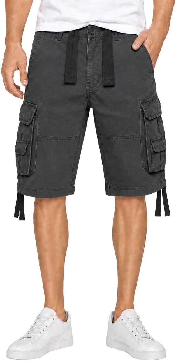 Detalle de Brandit Basic Vintage Herren Cargo Short – robuste Freizeit-Cargoshorts mit vielen Taschen