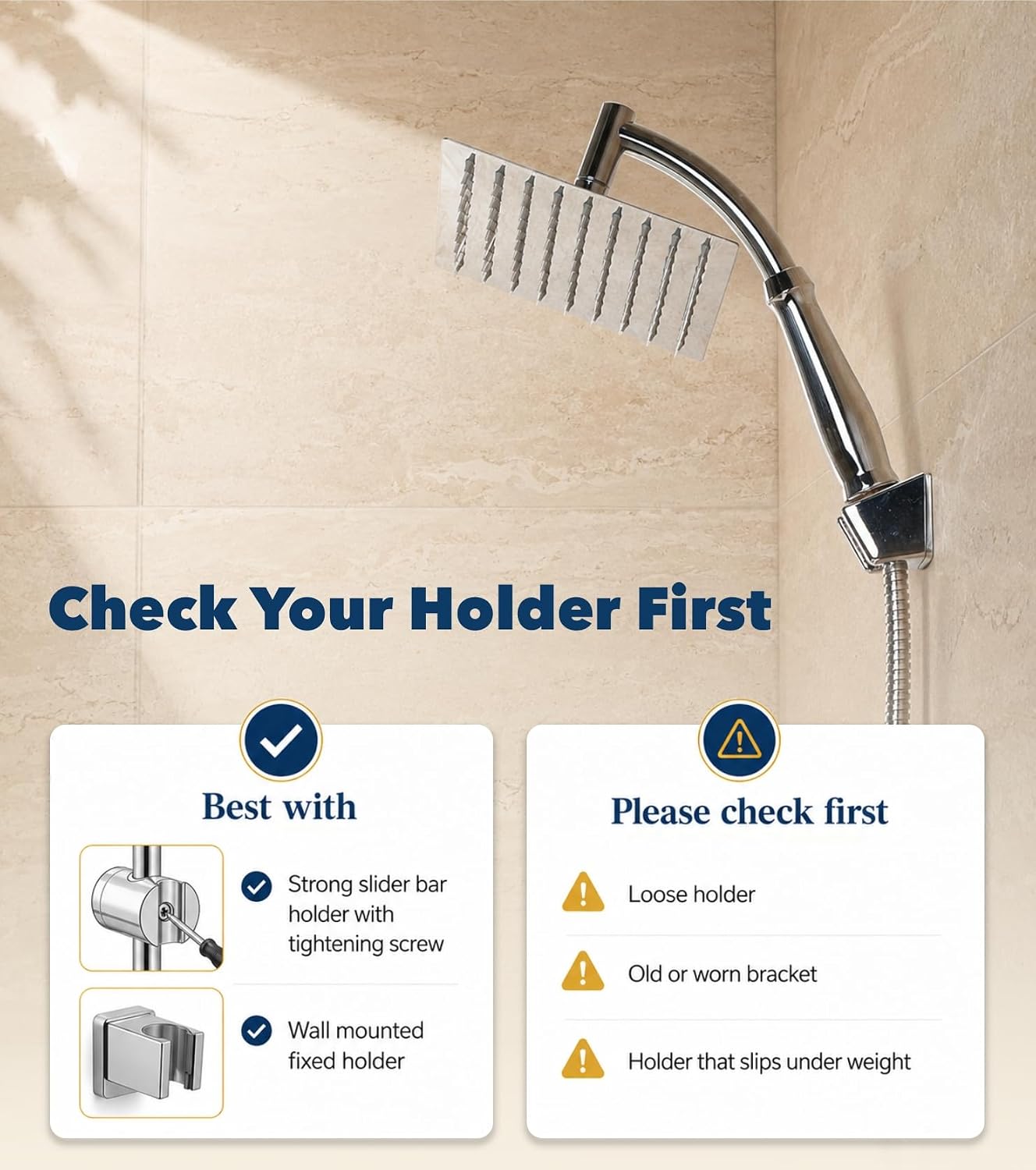 Thumbnail 6 de SIEYESCITY Large Square Rainfall Shower Head with Handheld Arm (8 inch) – Universal G1/2 rain shower