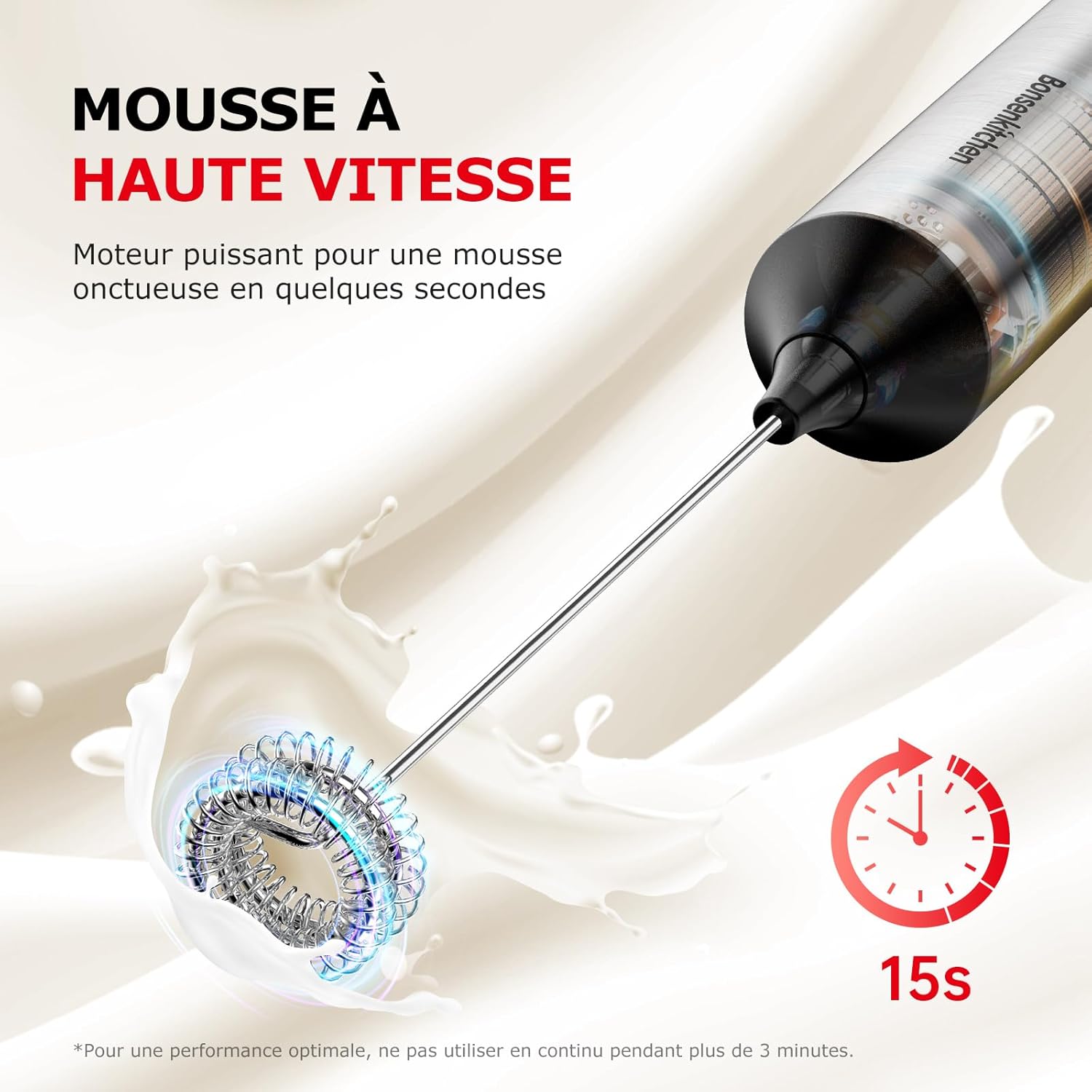 Thumbnail 4 de Bonsenkitchen Mousseur à lait 3 vitesses ⚙
