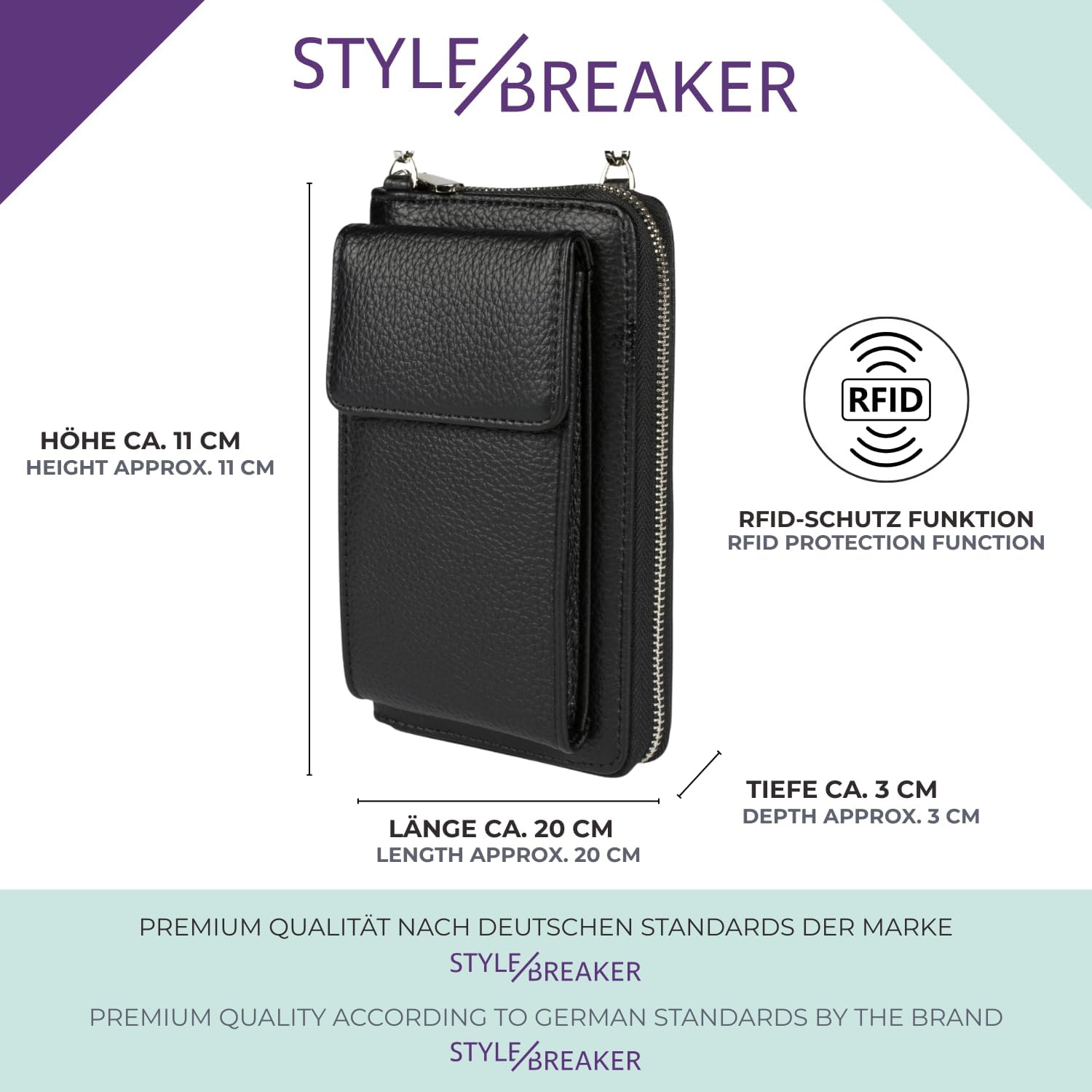 Detalle de styleBREAKER 02012362 Mini borsa da donna 11x5,5x19 cm