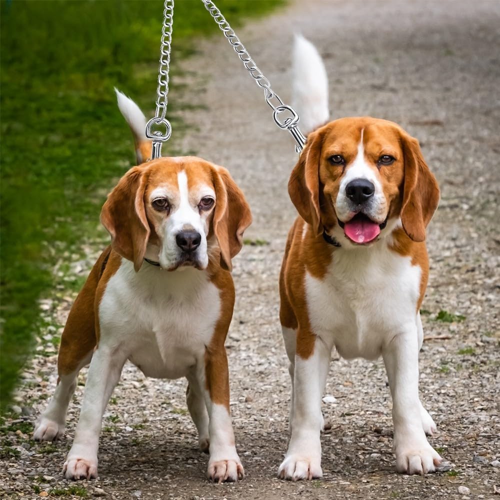 Detalle de Metal Double Dog Leash Coupler – 2 Way No Tangle, 360° Swivel for Two Dogs