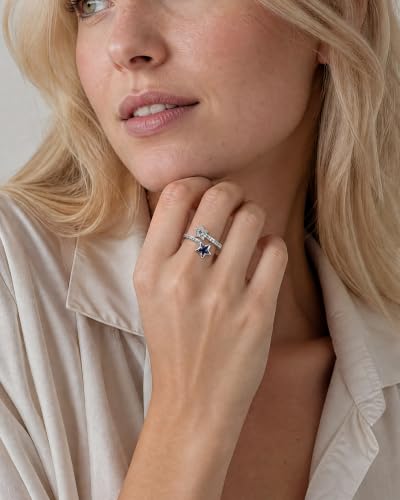 Detalle de Zikichiky Silver Amethyst Cubic Zirconia Double Star Adjustable Ring