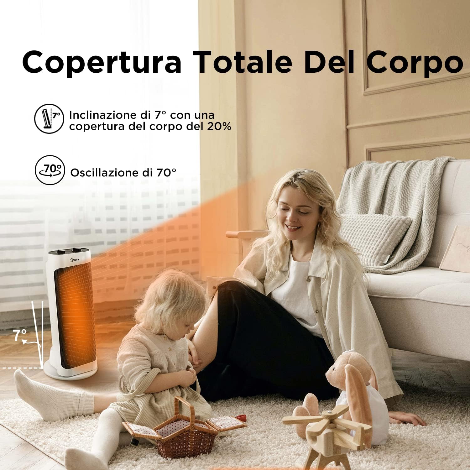 Detalle 2 de Midea NTH20-19JE Stufetta 2000W per casa 📢