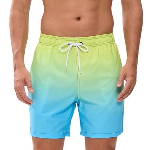 Detalle de Vorvowry Bañador Hombre de Secado Rápido e Impermeable (Largo) – XL, Verde/Azul, con Bolsillos