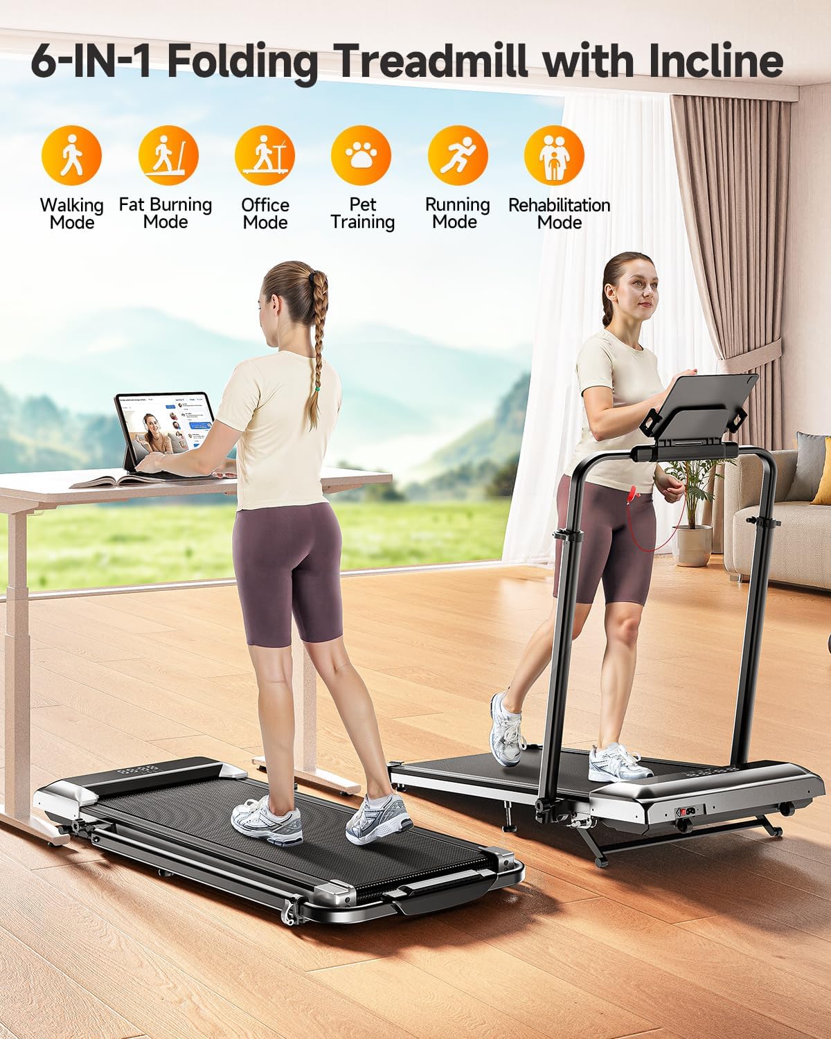 Detalle 2 de TOPUTURE Walking Pad Treadmill with 12% Incline