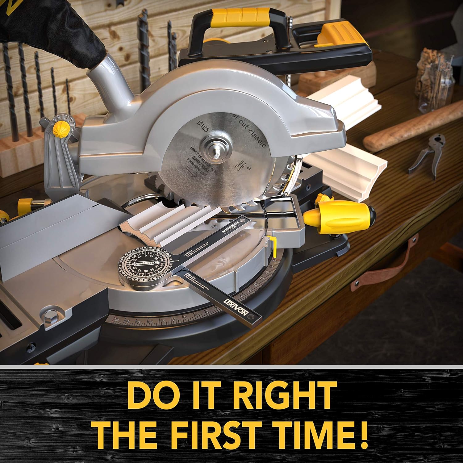 Detalle 2 de LEXIVON LX-230 7-Inch Aluminum Miter Saw Protractor with Laser-Engraved Scales