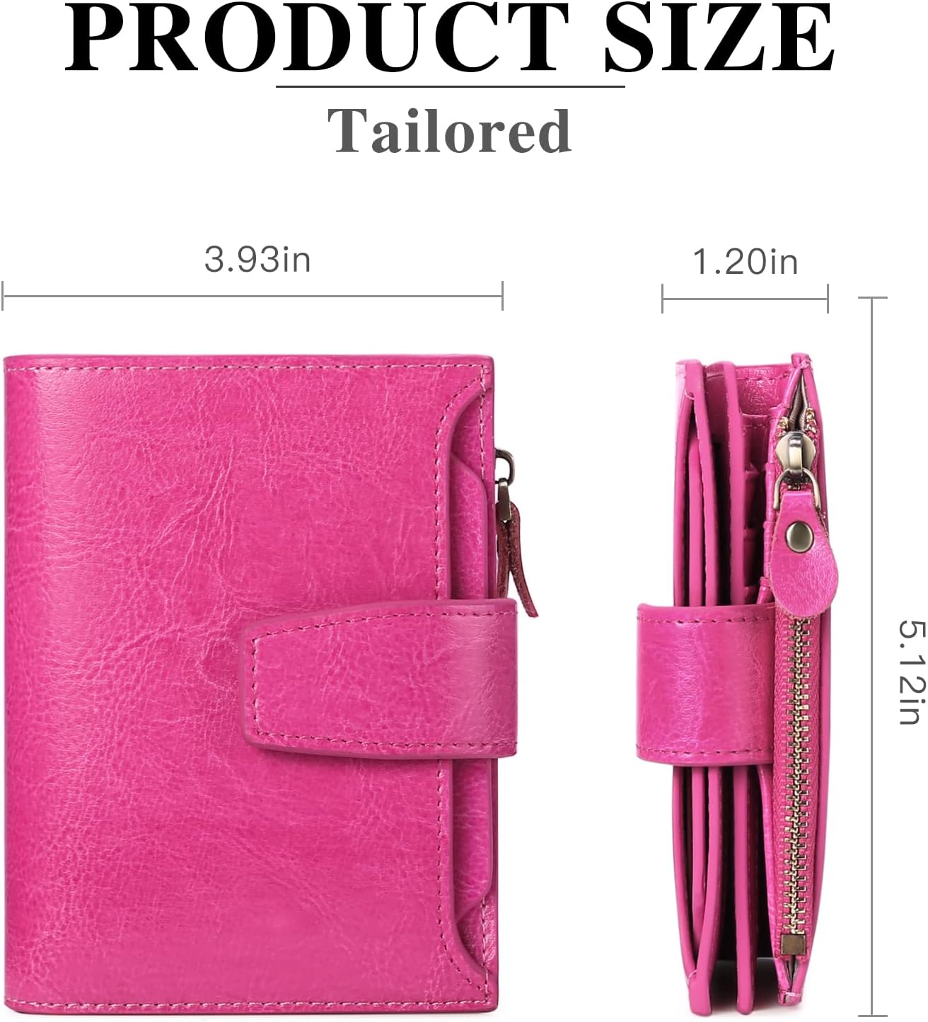 Thumbnail 2 de SENDEFN Women's RFID Blocking Leather Small Compact Bi-fold Wallet with Zipper Pocket