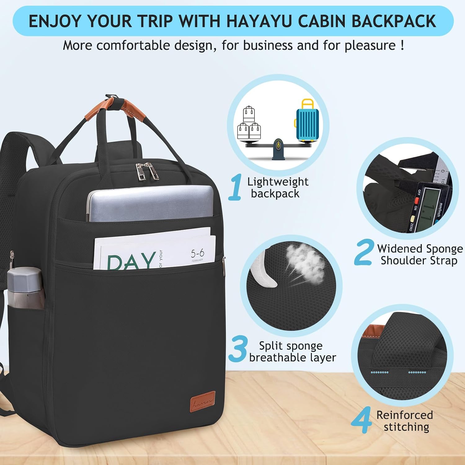 Thumbnail 4 de Hayayu Bagaglio a Mano 45x36x20 Zaino Cabina per Easyjet
