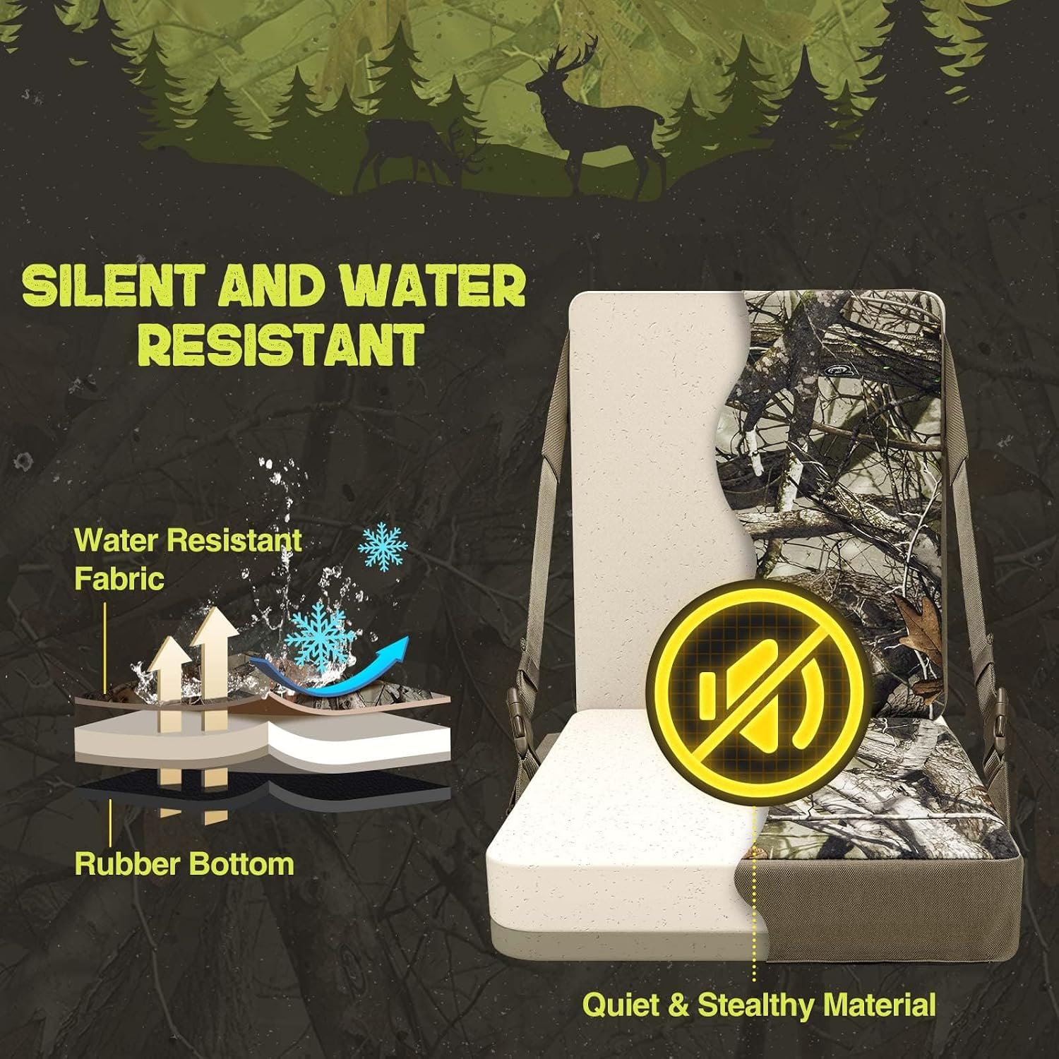 Detalle de TIDEWE Next Camo G2 Heated Hunting Seat Cushion with Backrest and 3 Heat Levels